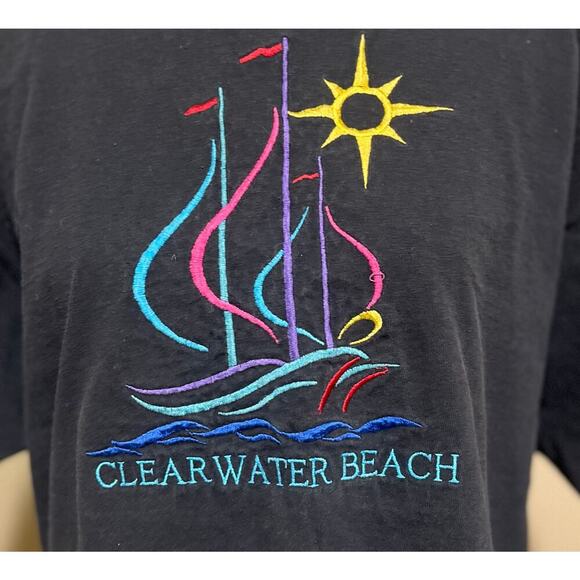 Vintage Fruit of the Loom Clearwater Beach Embroidered Crop Top Single Stitch XL - Picture 3 of 8